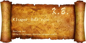 Kluger Bónis névjegykártya